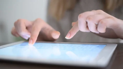 Hand touching screen on modern digital tablet pc. Stock Footage 62915954