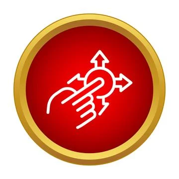 Hand touching screen moving in multiple directions icon Illustrazione stock