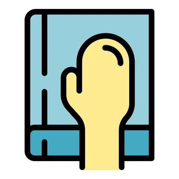 Hand touching sensitive touch screen icon thin line vector illustration Stock Illustration