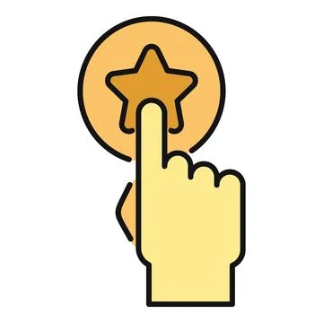 Hand touching star rating button icon Stock Illustration