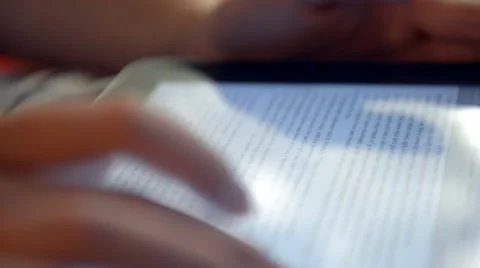 Hand touching tablet computer surface touchscreen Stock Footage 42114291