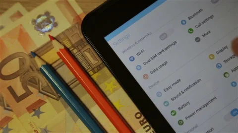 Hand touching tablet computer surface touchscreen Stock Footage 63801048