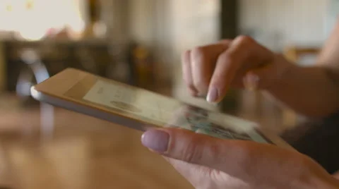 Hand touching tablet computer surface touchscreen Stock Footage 67089032