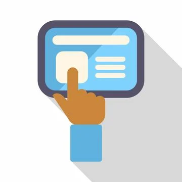 Hand touching tablet screen interface flat design Illustrazione stock