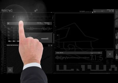 Hand touching user interface technology graphics 스톡 사진
