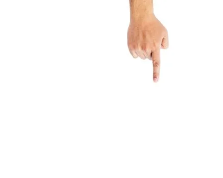 Hand touching virtual screen, Isolated on white Stock Photos