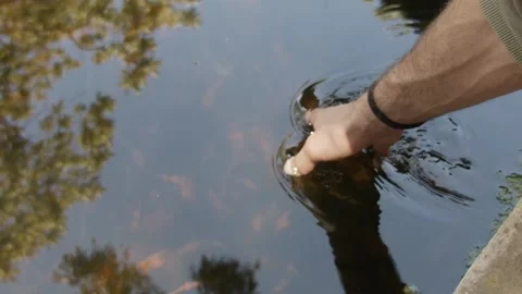 Hand touching water in slow motion Stock Footage 171175661