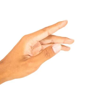 Hand touching white isolated for copy Stock Photos