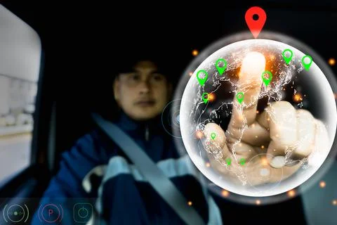 Hand touching on the world map Stock-Fotos