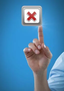 Hand touching X wrong button Stock Photos