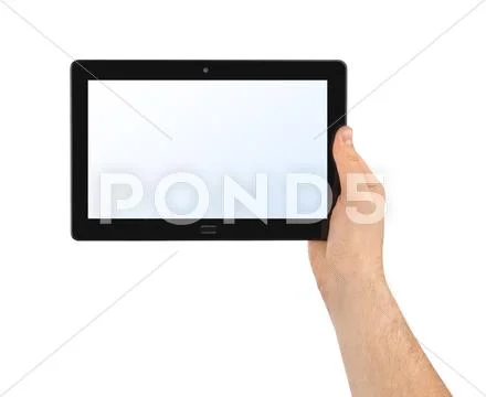 Hand with touchpad pc Stock Photos