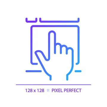 Hand with touchpad pixel perfect gradient linear vector icon Stock Illustration