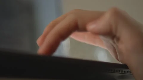 Hand on the touchpad, working on a laptop Stock Footage 46326566