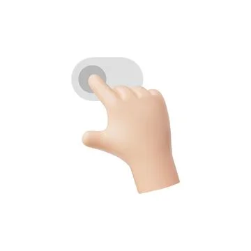 Hand touchscreen gesture vector 3D icon, hand forefinger swipe action on touch Illustrazione stock