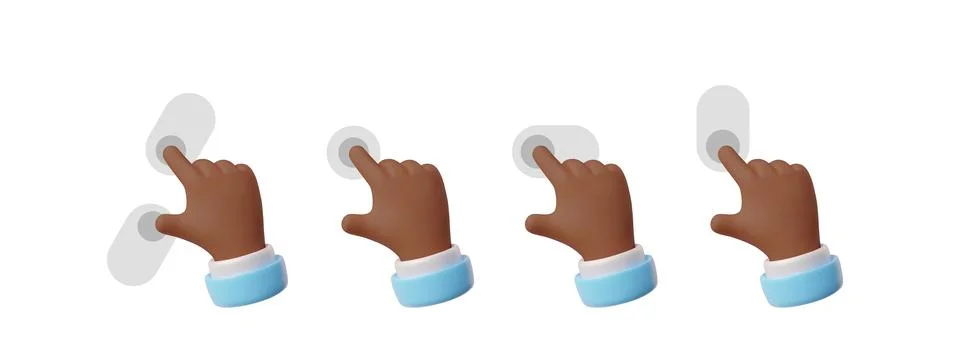 Hand touchscreen gestures vector 3D icons set, hand forefinger actions on touch Stockillustratie