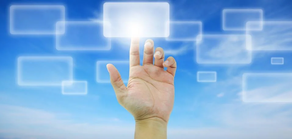 Hand touchscreen Foto stock