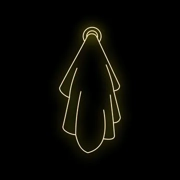 Hand towel hanging on hook yellow neon glow Stock Illustration