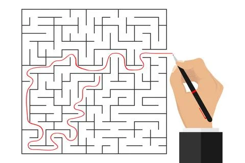 The hand traced the path through the labyrinth イラスト素材