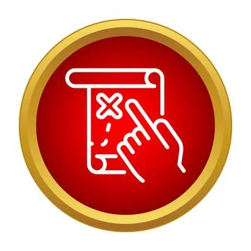Hand tracing path on treasure map icon Stockillustratie