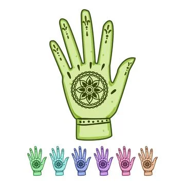 Hand with traditional body art pattern decoration Stock Illustration