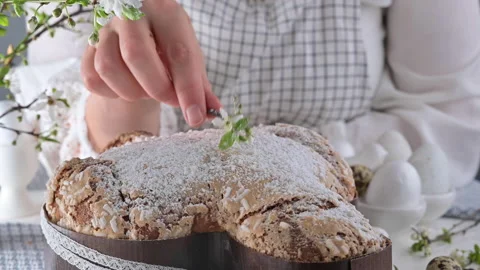 In hand Traditional Italian desserts for Easter - Easter dove . Festive pastries 動画素材 149747048