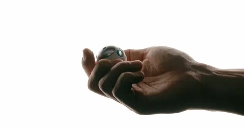 Hand with Transparent Robot on White Background Stock Footage 293676738