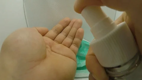 Hand treatment with antiseptic Stock Footage 128226530