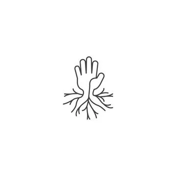 Hand tree root. Vector icon template Stock Illustration