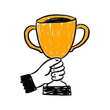 Hand Trophy Award Win Father Stock Illustration