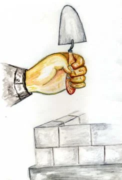 Hand with Trowel Art Stockillustratie