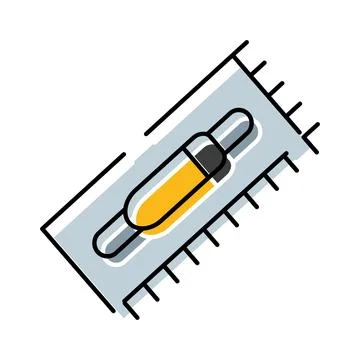 Hand trowel with yellow handle for construction work Illustration