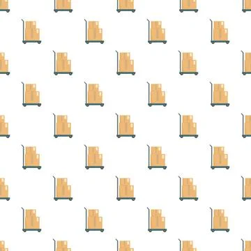 Hand truck and stack of boxes seamless pattern Stockillustratie