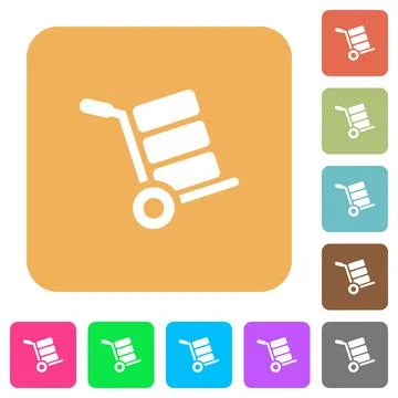 Hand truck with boxes rounded square flat icons Illustrazione stock