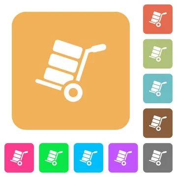 Hand truck with boxes rounded square flat icons Stock Illustration