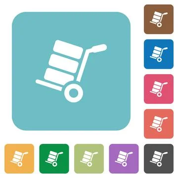 Hand truck with boxes rounded square flat icons Illustrazione stock