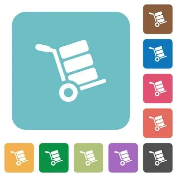 Hand truck with boxes rounded square flat icons Illustrazione stock