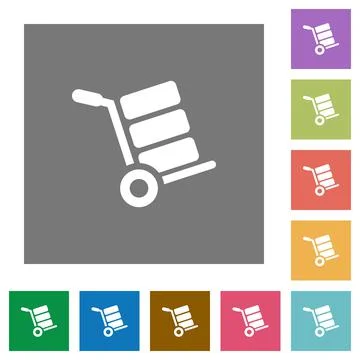 Hand truck with boxes square flat icons Illustrazione stock