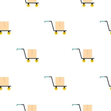 Hand truck with cardboard box pattern flat Illustrazione stock