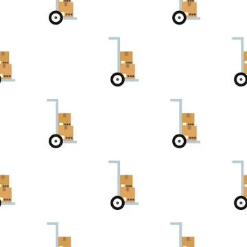 Hand truck with cardboard boxes pattern flat Stock Illustration