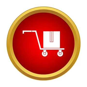 Hand truck icon transporting package at warehouse facility Stock Illustration