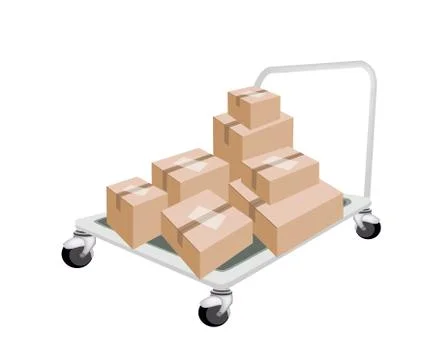 Hand Truck Loading Stack of Shipping Boxes Stock Illustration