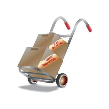 Hand Truck With Parcel Boxes Stock Illustration