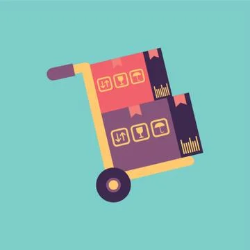 Hand Truck With Parcel Stock Illustration
