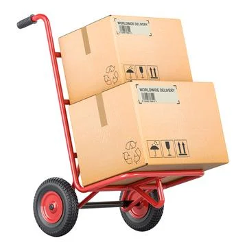 Hand Truck with Parcels, 3D rendering Stock Illustration