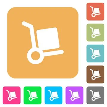 Hand truck rounded square flat icons Stock Illustration