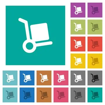 Hand truck square flat multi colored icons Stock Illustration