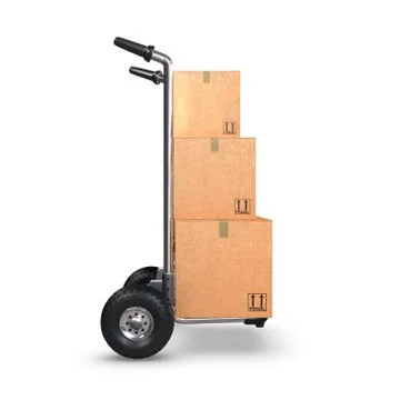 Hand truck with three boxes upright profile Stock Illustration