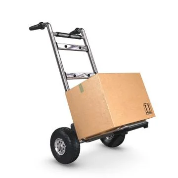 Hand truck tilted with one box Stock Illustration