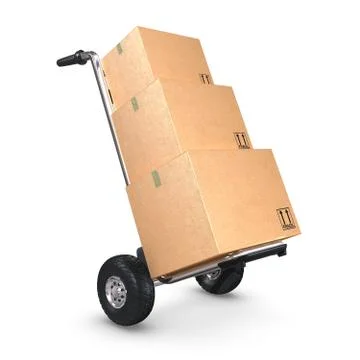 Hand truck tilted with three boxes Stock Illustration