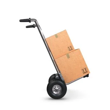 Hand truck tilted with two boxes profile Stock Illustration